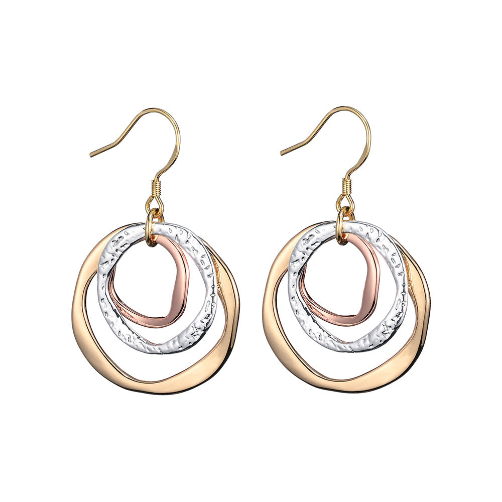 Wholesale  Zinc Alloy 3-Ring Circle Mixed Colorful Earrings