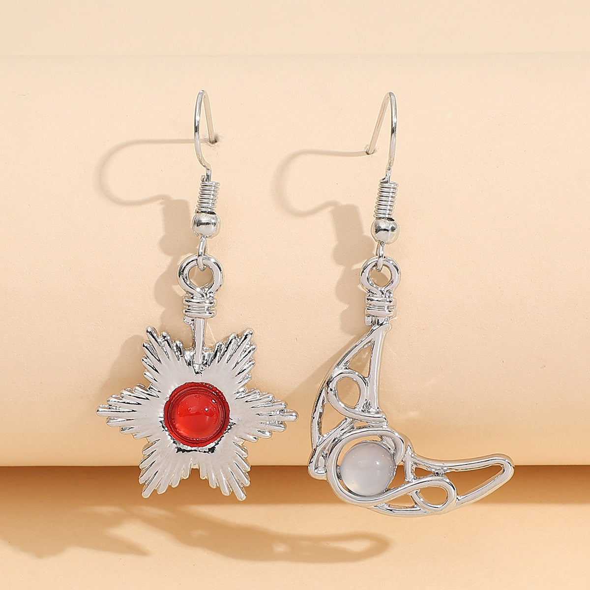 Wholesale Sun Moon crystal stone earrings
