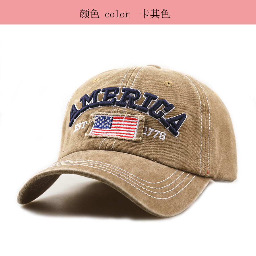Wholesale Trendy American Flag Embroidered Baseball Cap,  Solid Black Unisex Sun Protection Hat,  Fashion Boutique Resale Gift