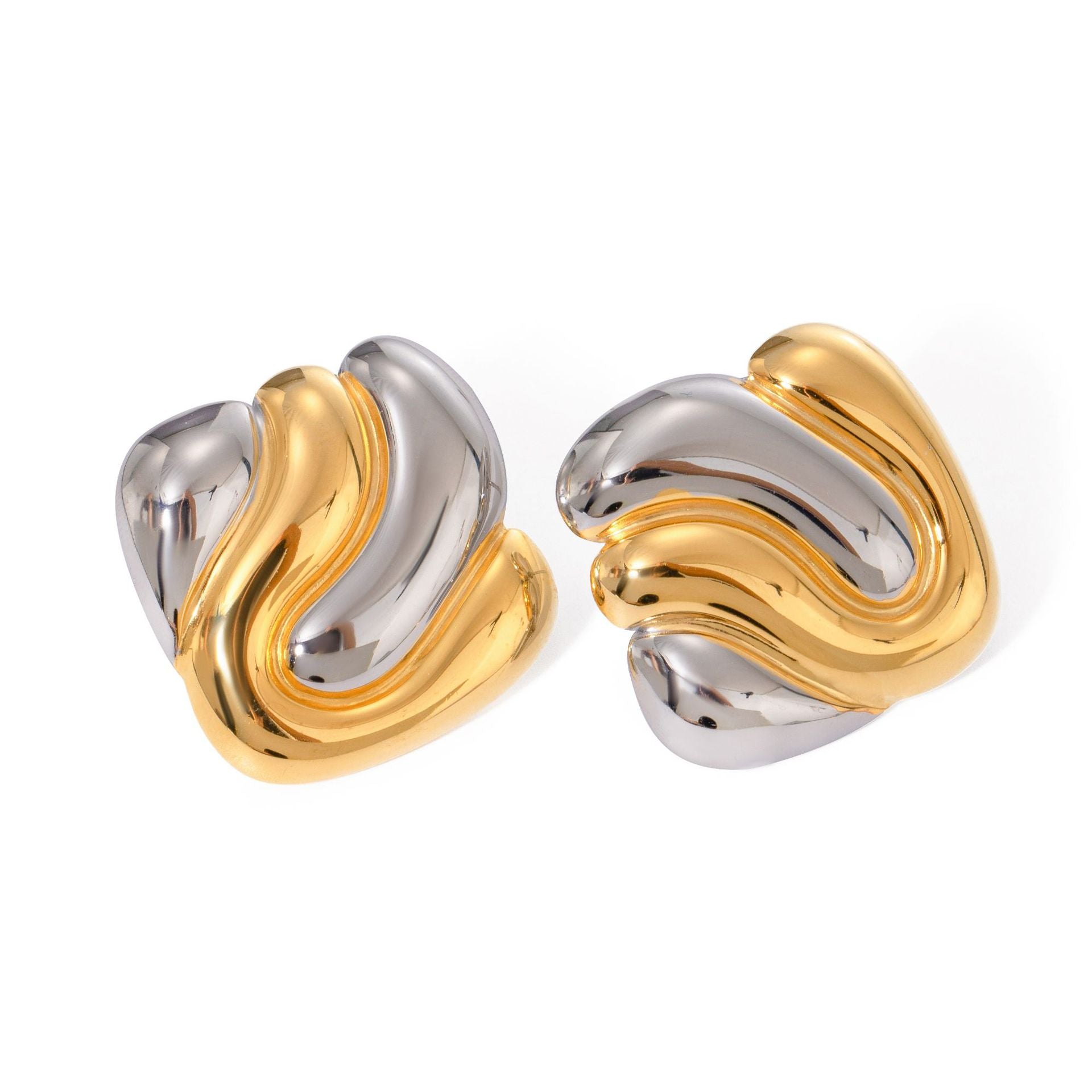 Wholesale  18k Gold Stainless Steel Color-matching Irregular Bump Earrings