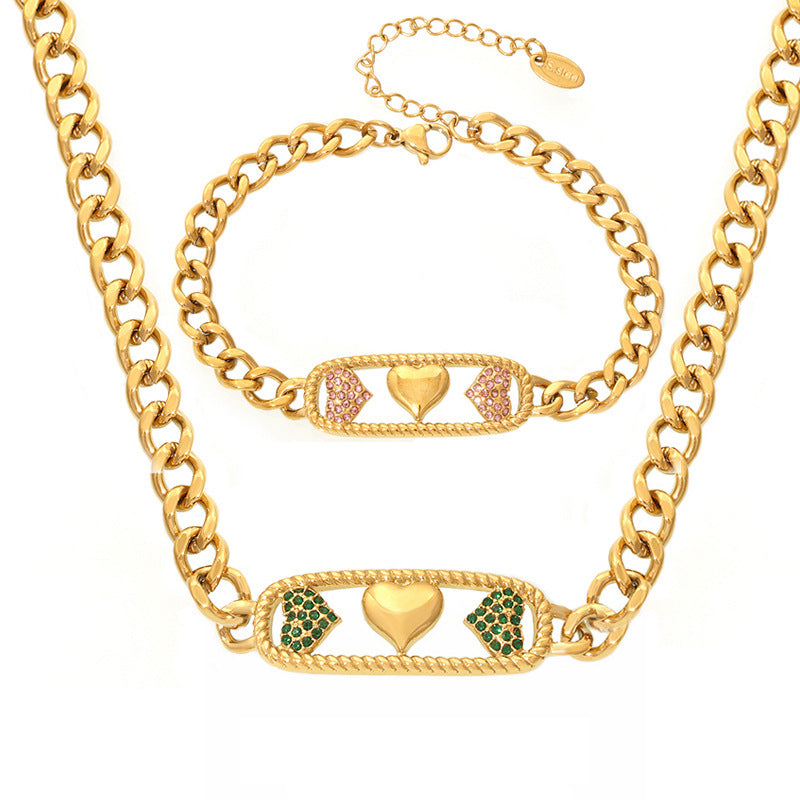 Wholesale  Star Moon Lightning Titanium Steel Necklace Bracelet