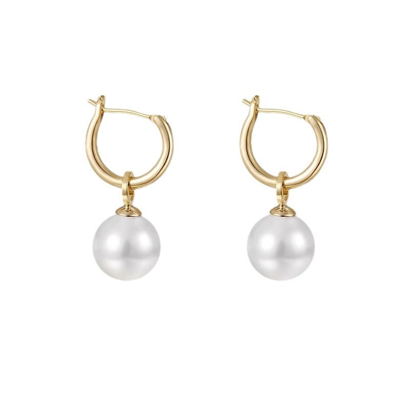 Wholesale plain hoop crystal pearl earrings