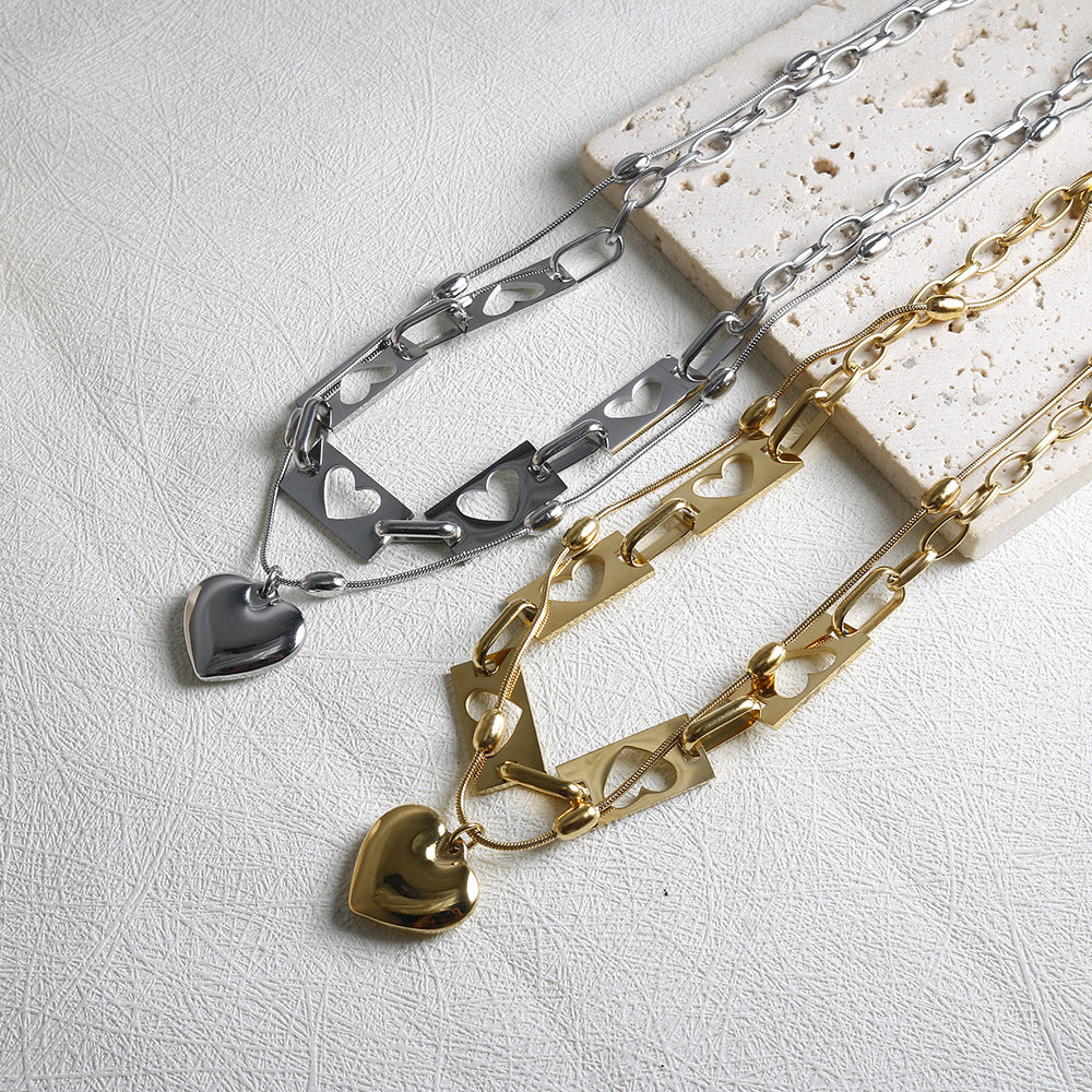 Wholesale Stainless steel double-layered clavicle chain bracelet