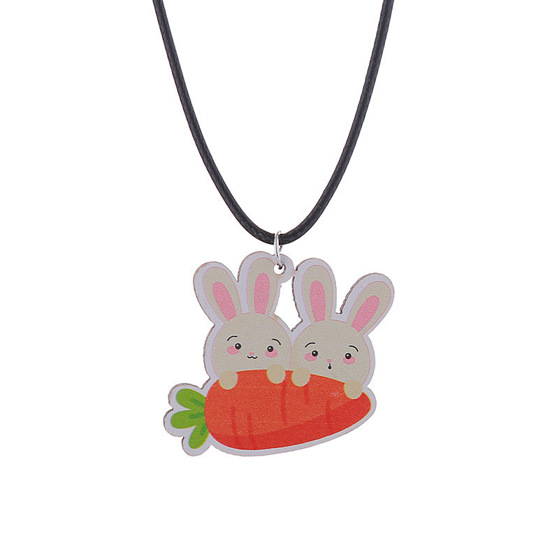 Wholesale Easter Earrings Rabbit Flower Basket Print Wooden Earrings