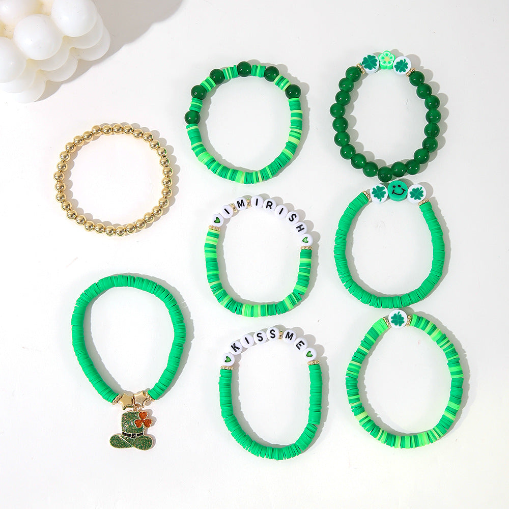 Wholesale St Patrick's Day  fresh clover green hat pendant bracelet