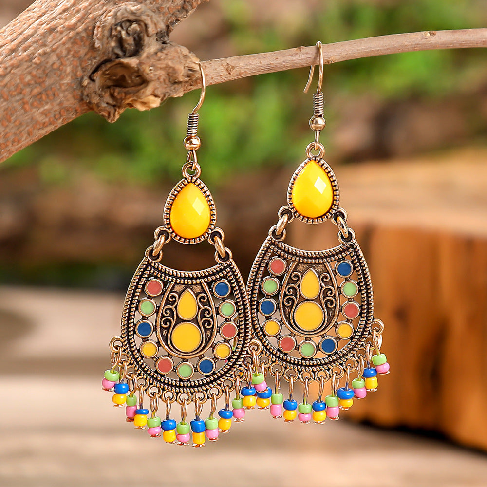 Wholesale Ethnic Style Colorful Tassel Earrings Zinc Alloy Fashion Accessory