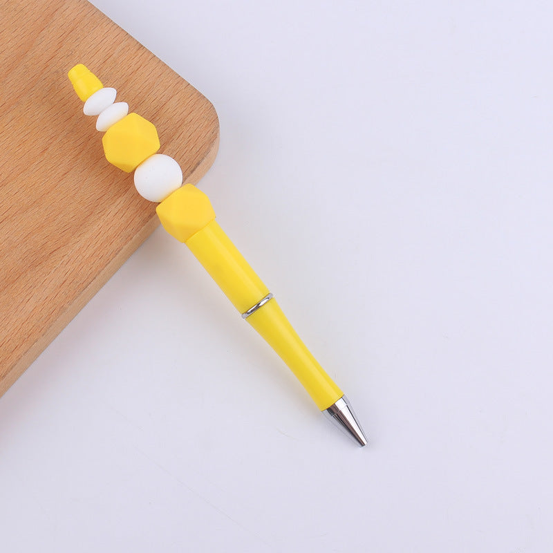 Wholesale  beaded pen creative DIY silicone beads contrast color beaded pen