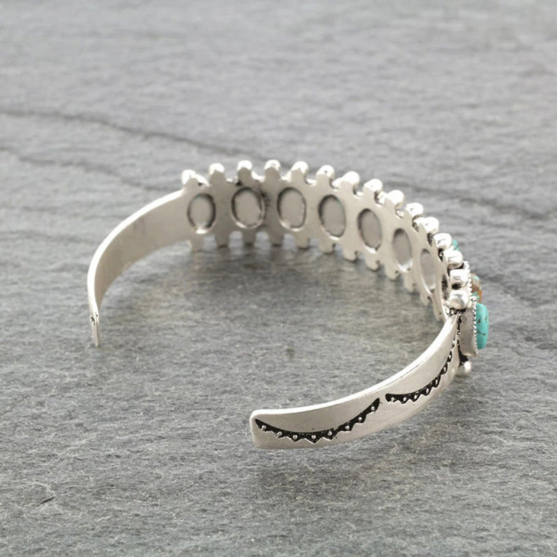 Wholesale Bohemian Turquoise Open Cuff Bracelet Retro Ethnic Style Fashion Accessory Gift