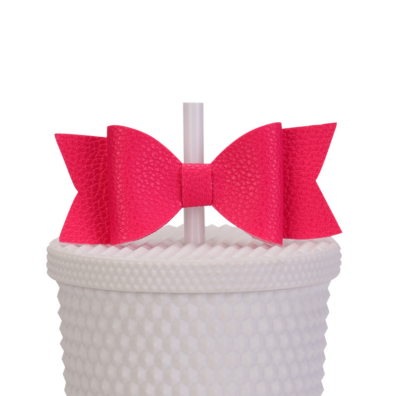 Wholesale Bow  Straw Tube Cap Synthetic Leather Cup DIY Straw Accessories Straw Cover ACC-SCR-MaiGuo002