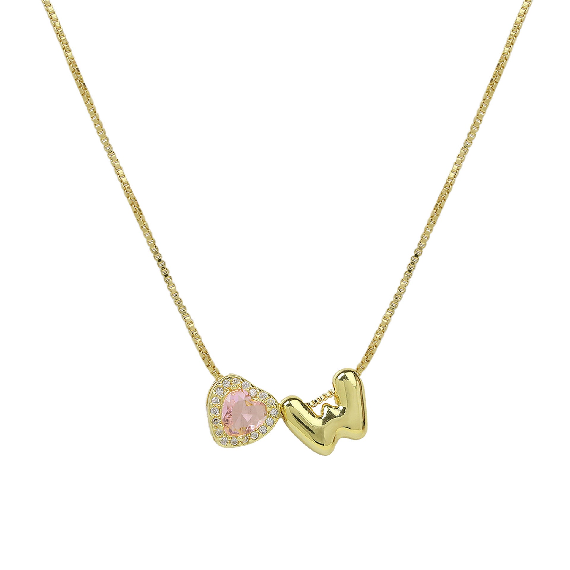 Wholesale Cute bubble 26 English letters love heart clavicle necklace