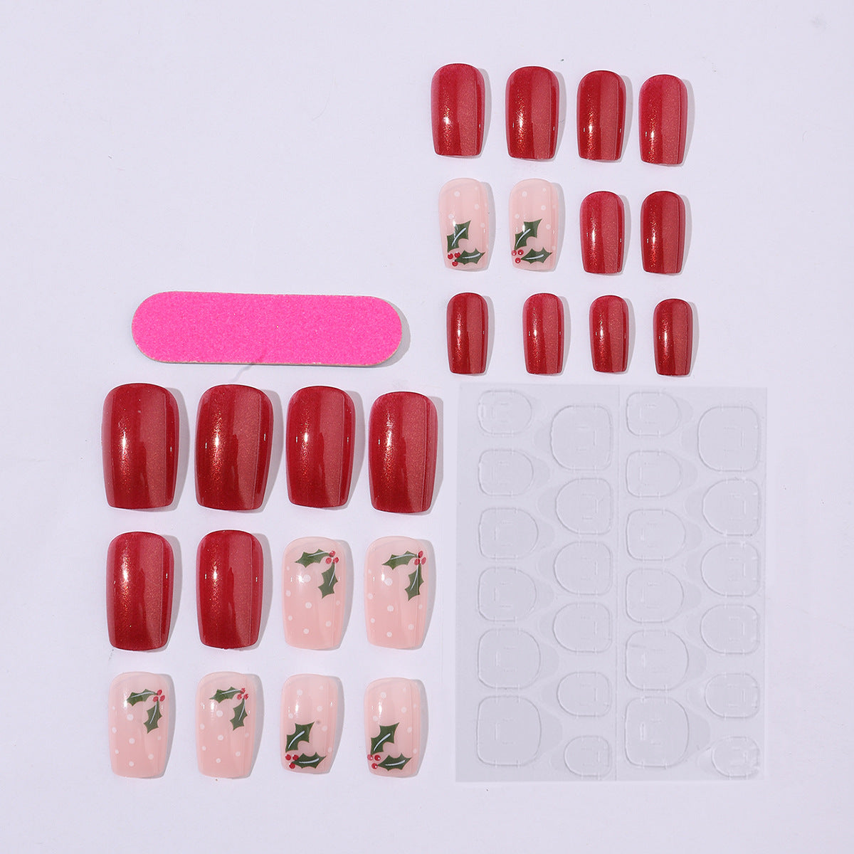 Wholesale 24 Pieces/  box Red mistletoe Nails Kits Nail Stickers