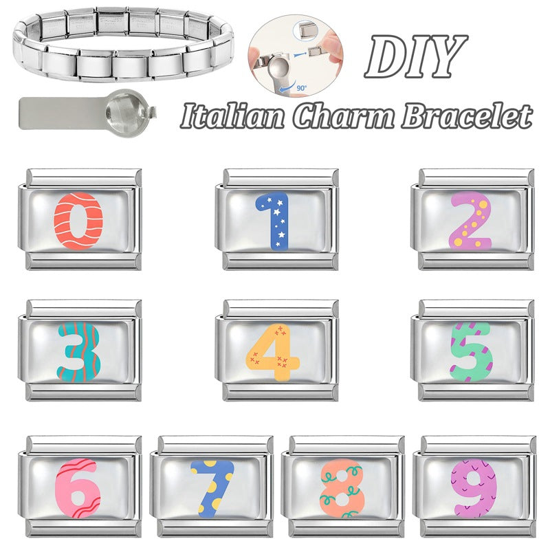 Wholesale Italian Striped Spot Creative DIY Module Bracelet Stainless Steel Jewelry Accessory Boutique Resale