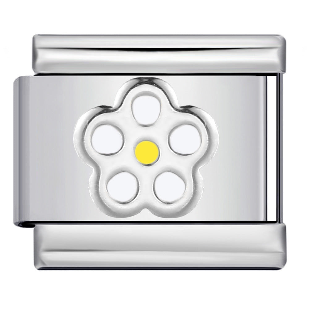 Wholesale Italian Charm Bracelet 9mm DIY Splicing Removable Flowers Stainless Steel Composable Bracelet