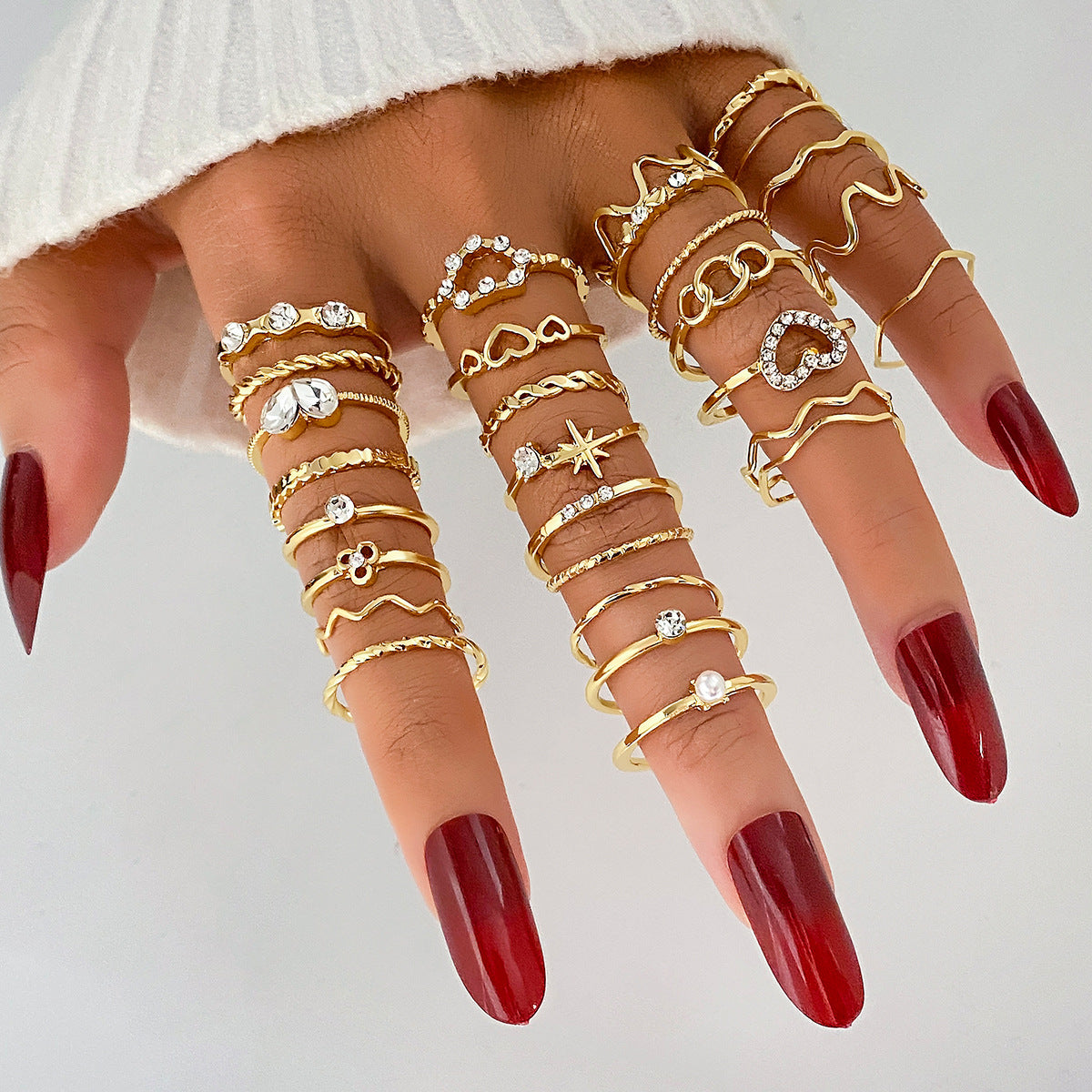 Wholesale  30pcs/set color gem ring literary retro butterfly snake ring