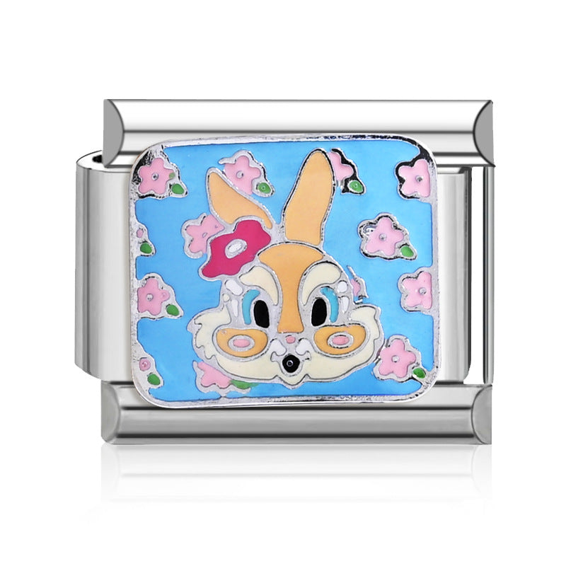 Wholesale 9mm Italian Charm Starter Bracelets DIY square Single Section Creative Stainless Steel Composable Bracelet