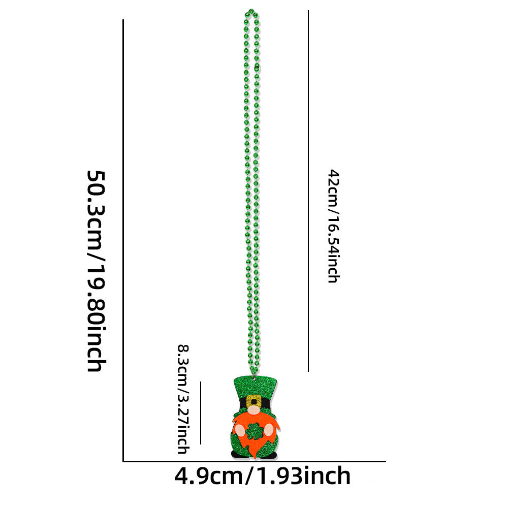 Wholesale St Patrick's Day clover beads chain Irish day  jewelry accessories green pendant necklace