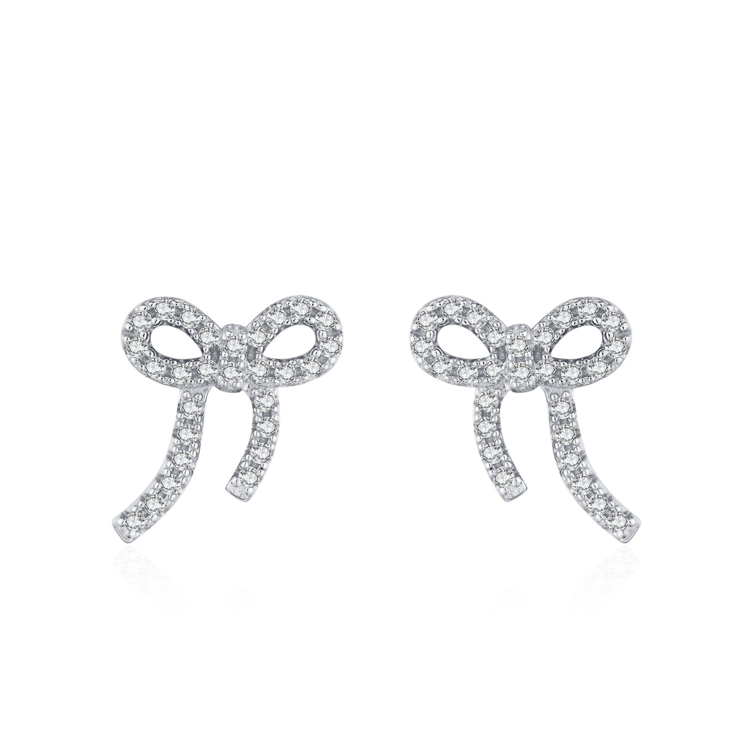 Wholesale S925 Sterling Silver Sweet Elegant Bow Earrings Necklace