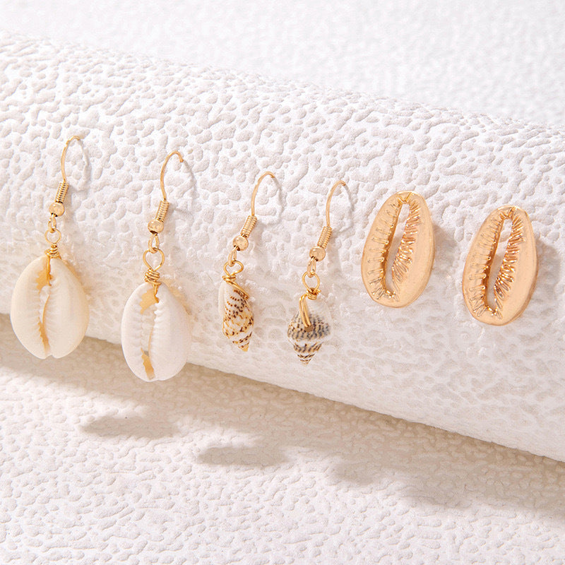 Wholesale Beach Style Shell Star Conch Starry Earrings