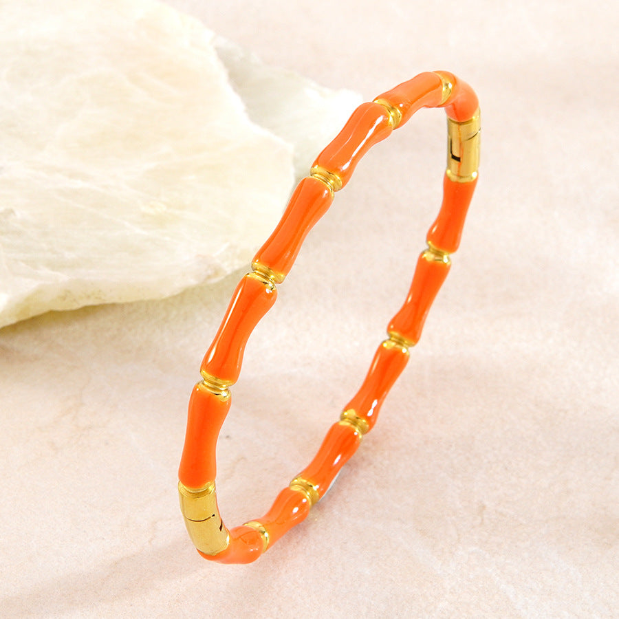 Wholesale Drip Oil Bamboo Joint Stainless Steel Bracelet Trendy Jewelry Accessory for Gift