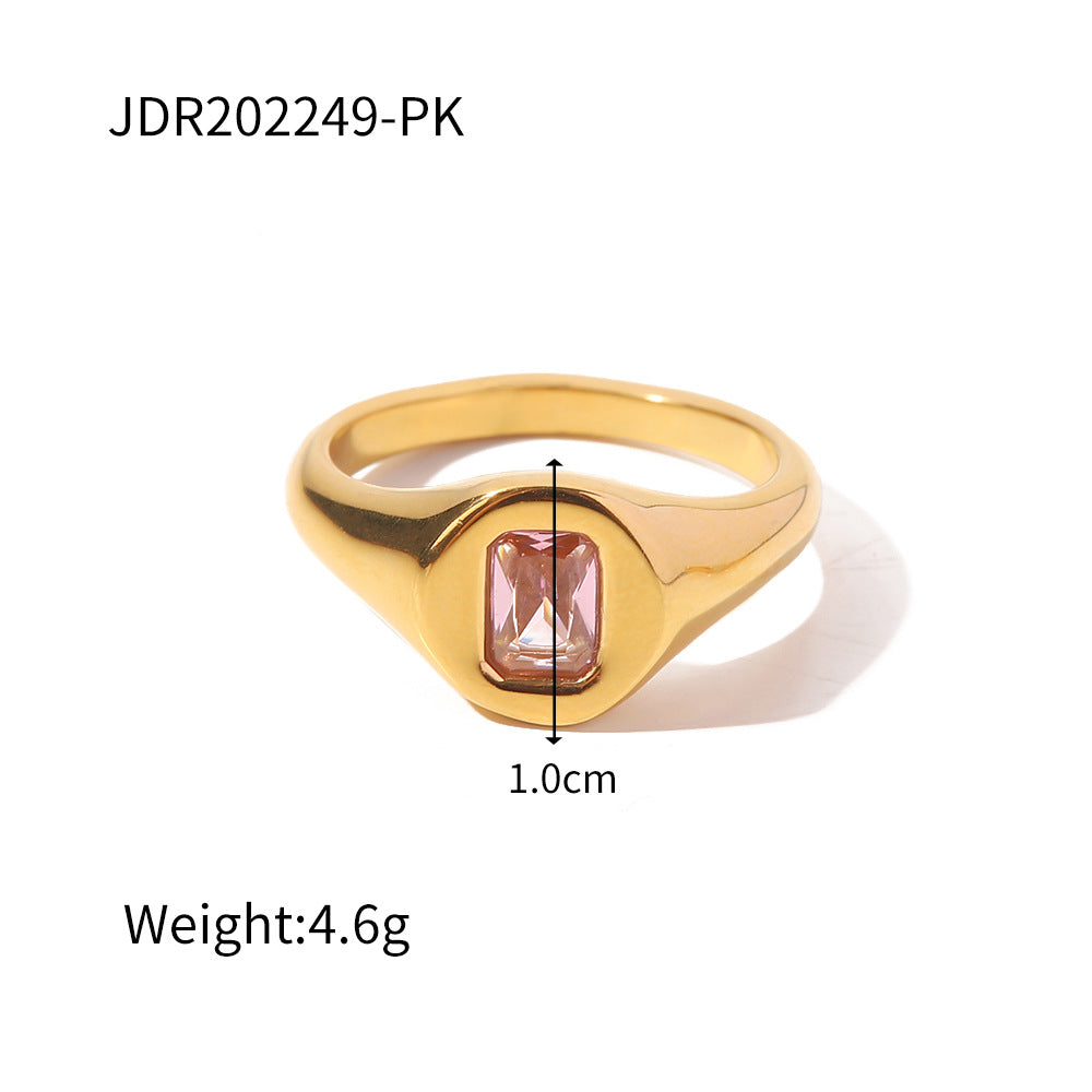 Wholesale 18K Gold Plated Stainless Steel Zircon Rings ACC-RS-WanX010