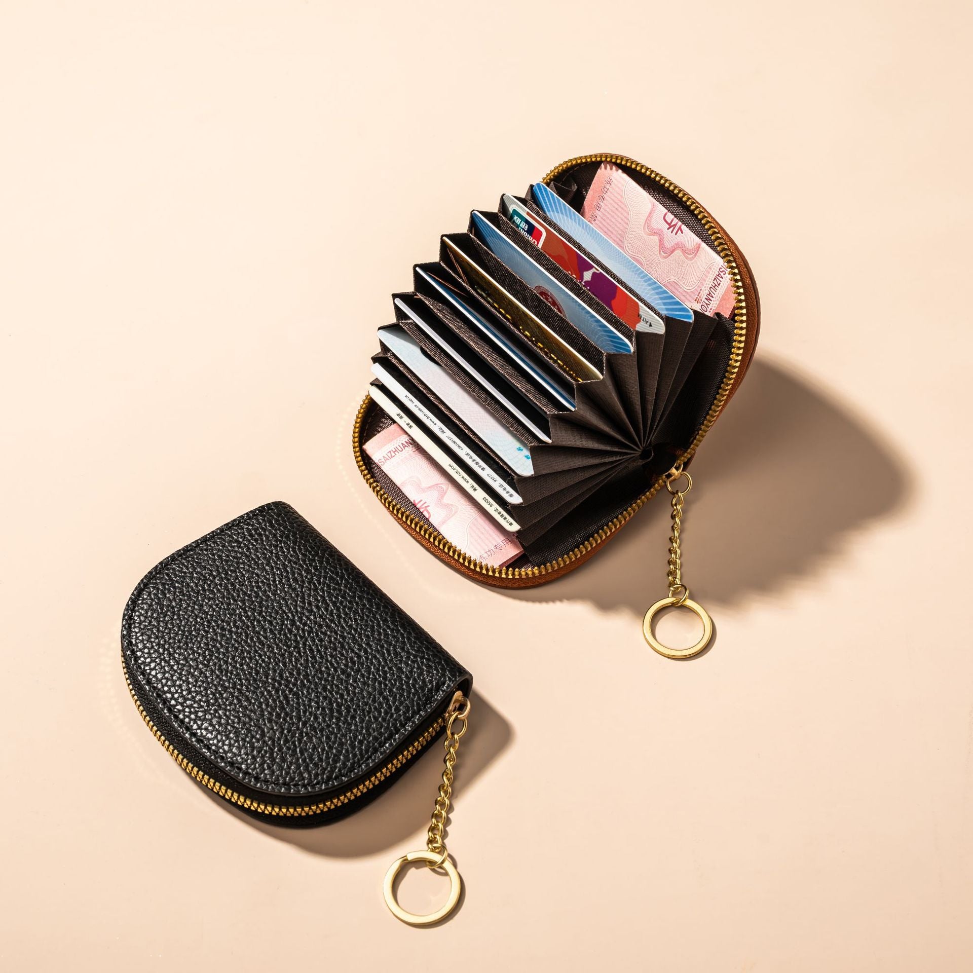 Wholesale Stylish Shell Half Circle Accordion Card Holder PU Credit Card Slots Wallet For Everyday Use