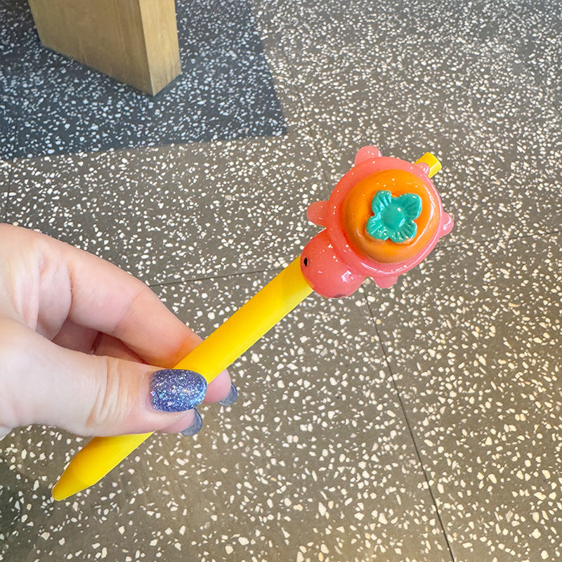 Wholesale Little turtle girl heart gel pen cute fruit and vegetable shape black  pen