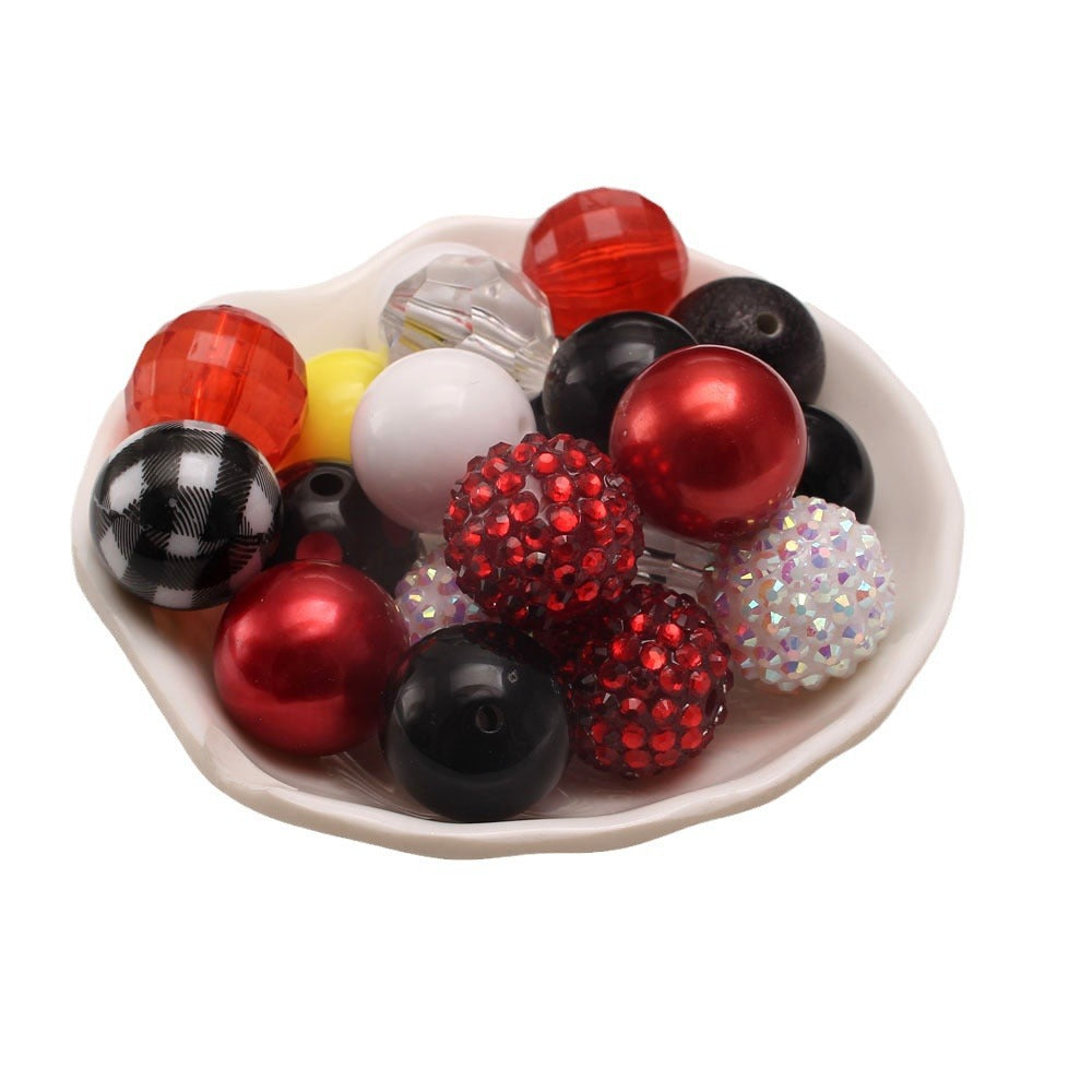Wholesale 50pcs Mixed Color 20MM Black and Red Acrylic Bubblegum Beads ACC-BDS-NiJia035