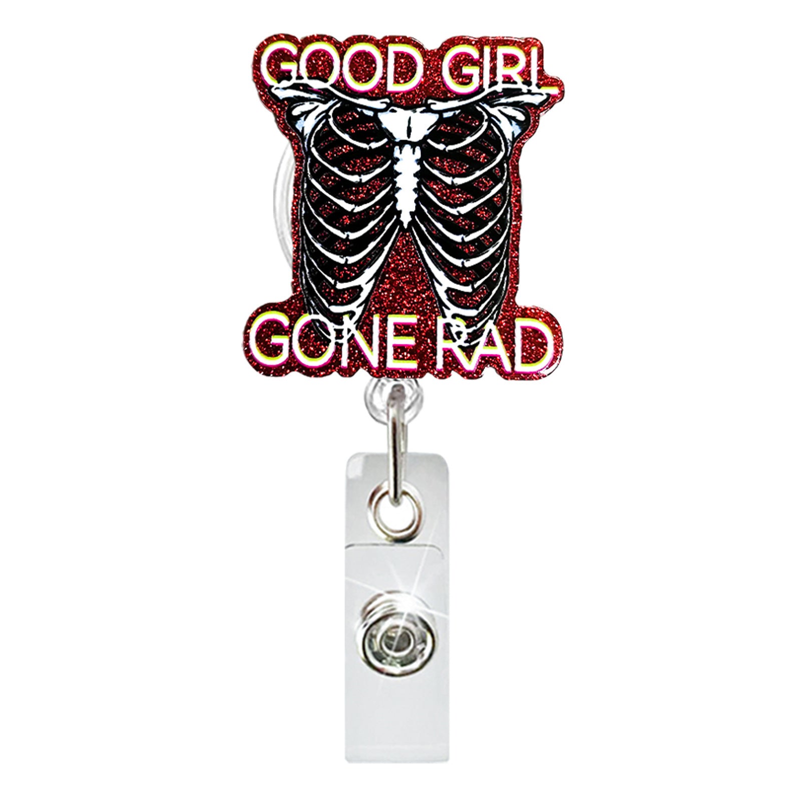 Wholesale Puppy Animal Cat Skeleton EKG Acrylic Badge Scroll Retractable Keychain Badge Reels ACC-KC-ChiHai015