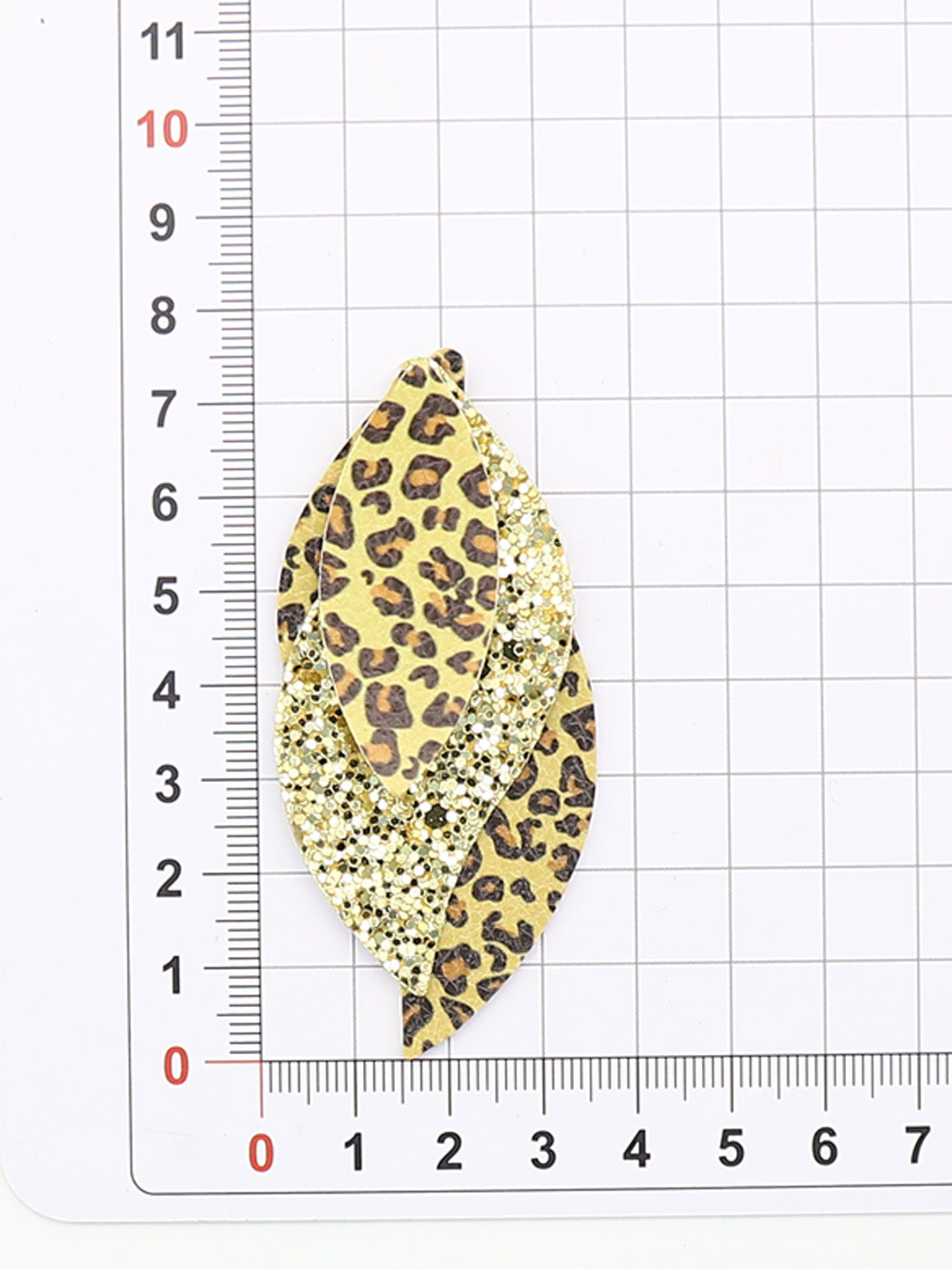 Wholesale  three-layer blade sequins leopard leather earrings