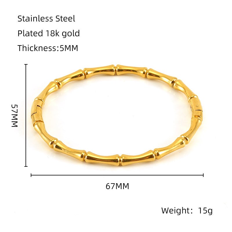 Wholesale  golden bamboo Stainless Steel plain bracelet