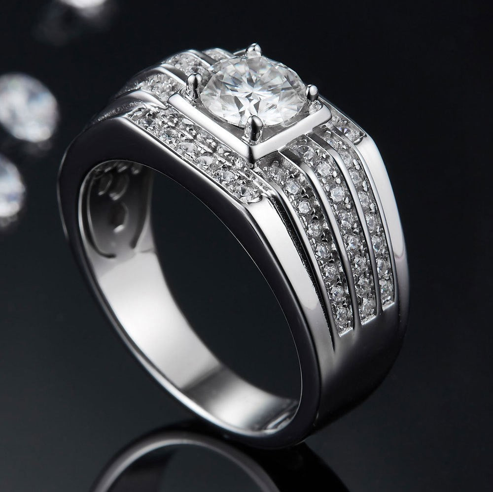 Wholesale  silver ring 925 inlaid carat D color moissanite ring