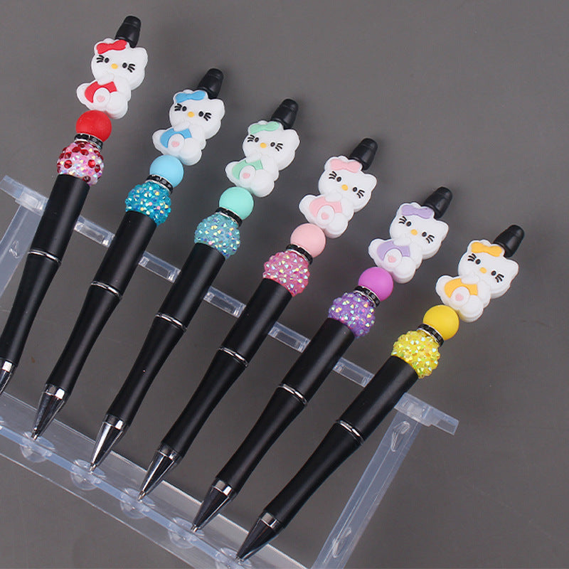 Wholesale  cartoon  cat silicone small gum beaded pen