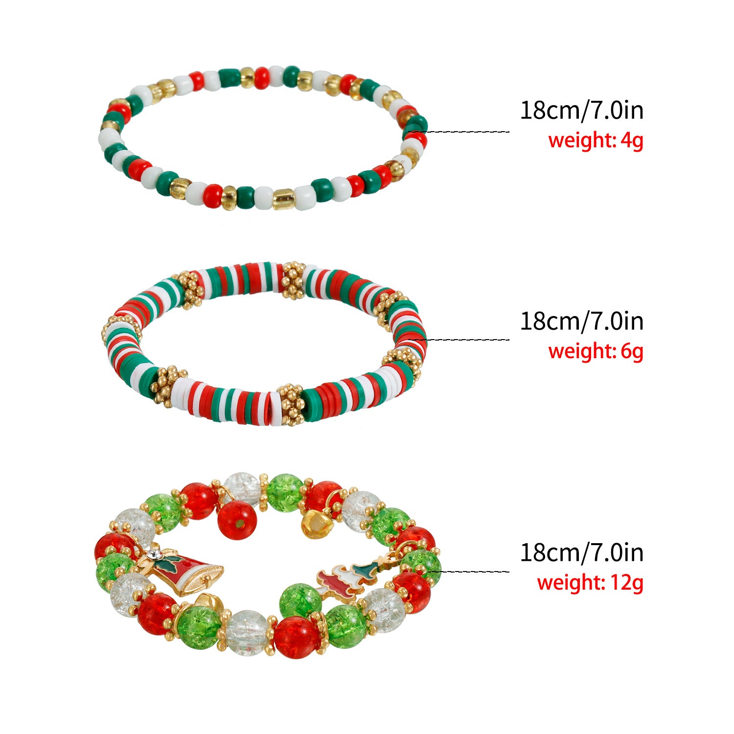 Wholesale Metal Bell Christmas Hat Bracelet