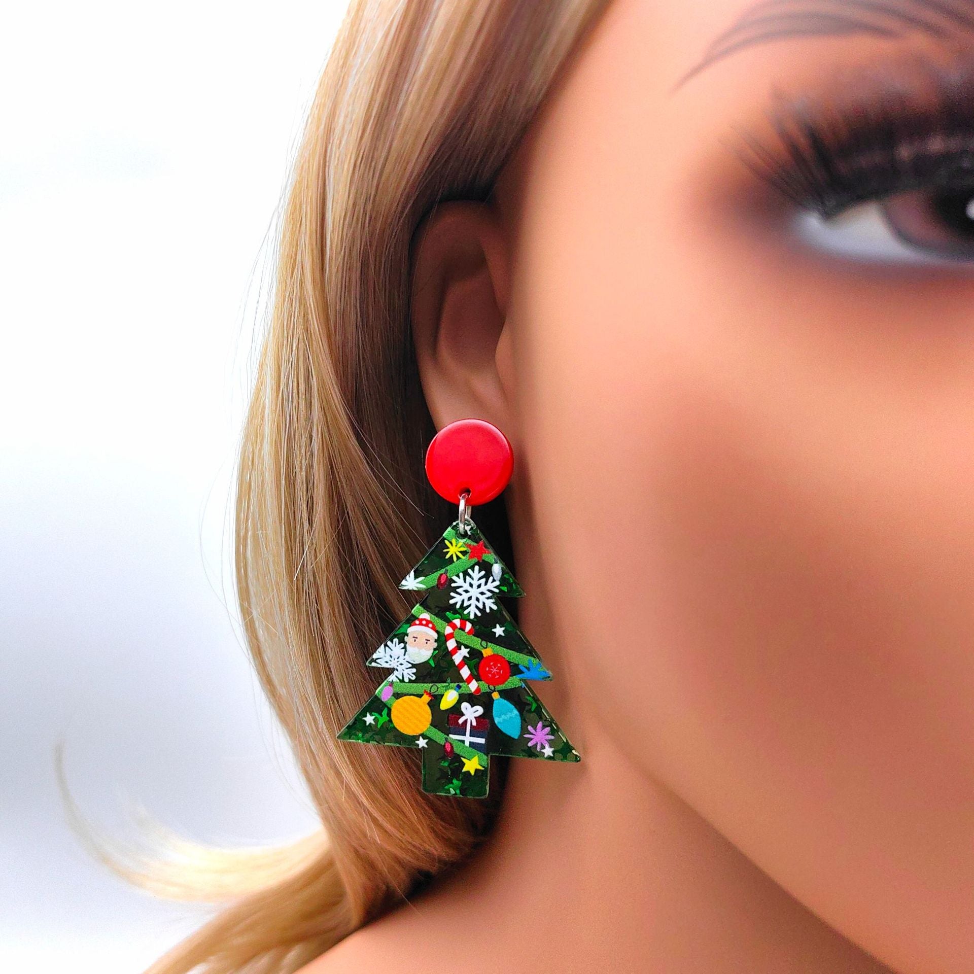 Wholesale Christmas Tree Snowman Acetate Acrylic Earrings ACC-ES-Xizhao004