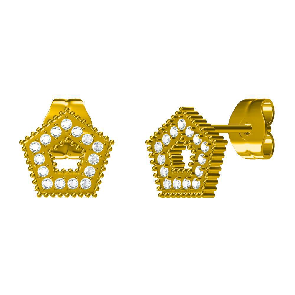 Wholesale Titanium steel geometric earrings inlaid with zircon