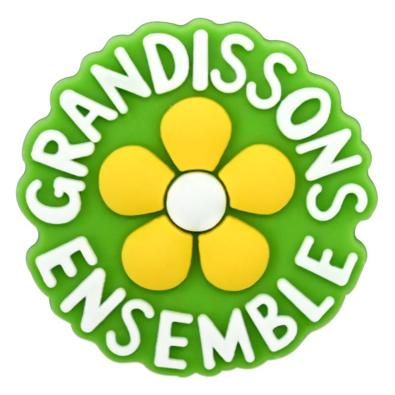 Serie di frasi francesi casuali all'ingrosso da 100 pezzi di cartoni animati di zoccoli Decorazione con fibbia per scarpe in gomma morbida in PVC