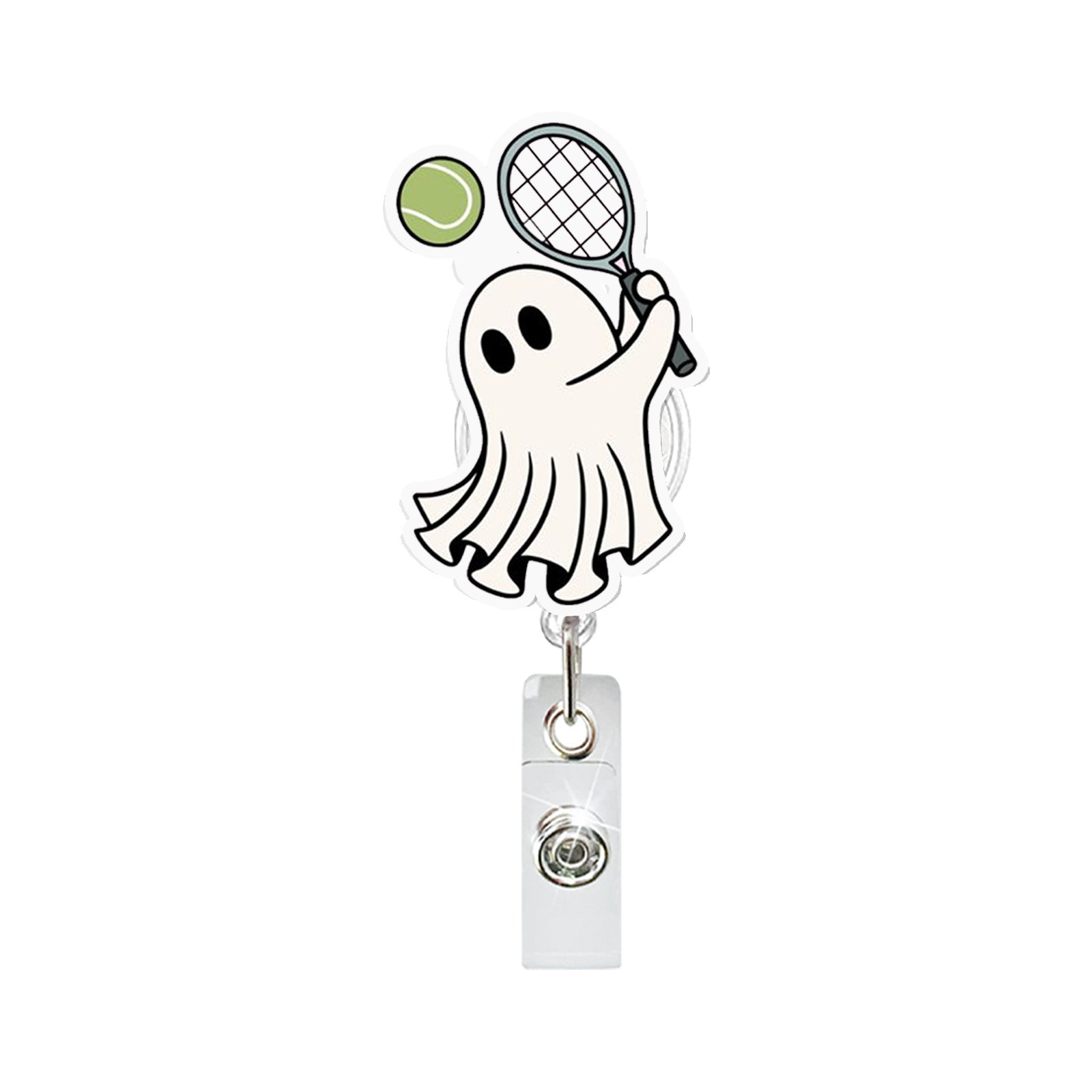 Wholesale Ghost Ball Sports Design Acrylic Retractable Badge Reel ABS ID Badge Holder for Party