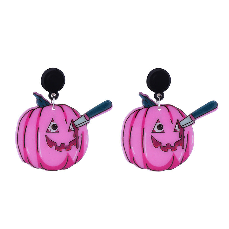 Wholesale  Halloween cute funny long-legged witch pink ghost acrylic earrings