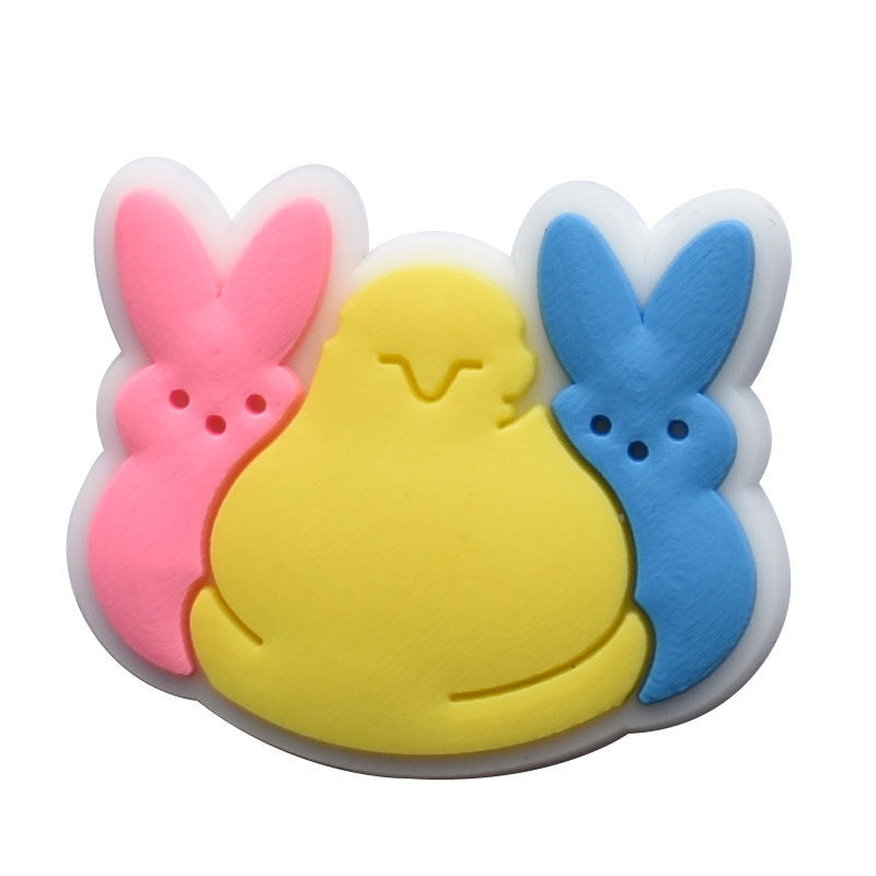 Wholesale Random 100pcs Easter PVC Soft Adhesive Hole Shoe Buckle DIY Decoration ACC-SC-RYY013