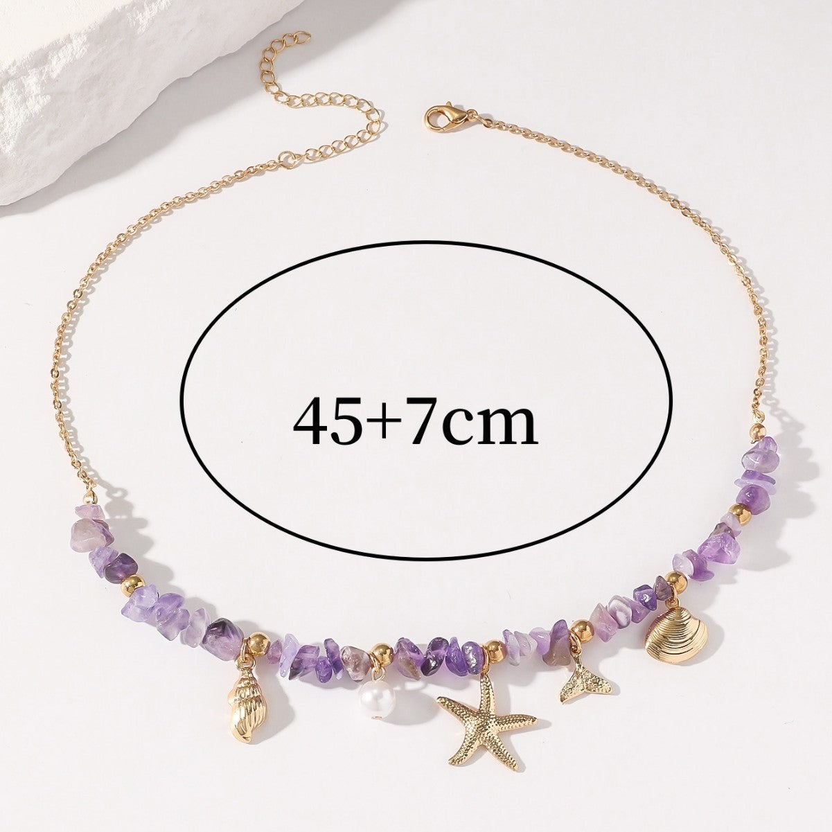 Wholesale stone gravel bead necklace starfish shell pendant necklace