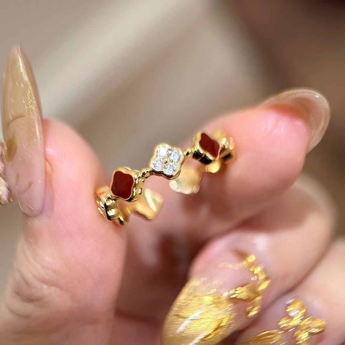Wholesale Trendy Flower Ring Enamel Alloy Electroplated Fashion Jewelry Accessory for Boutique Resale