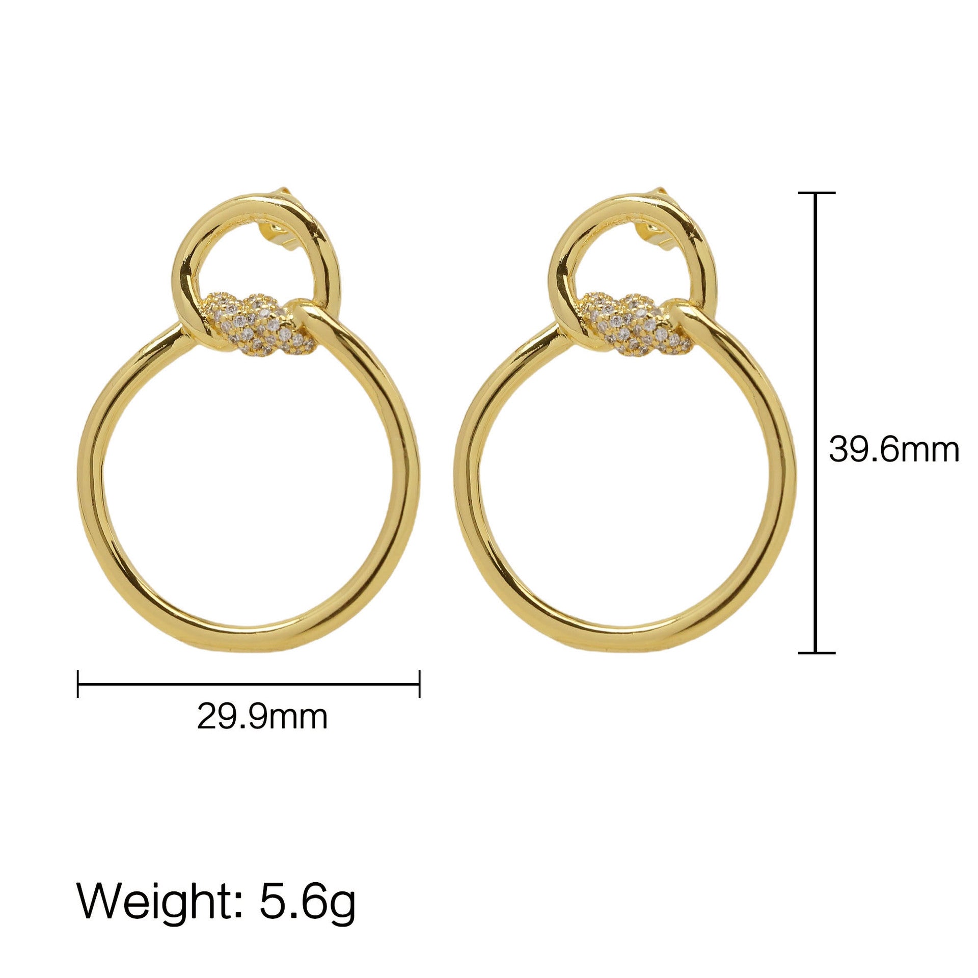 Wholesale  18k gold brass zircon ring twist earrings