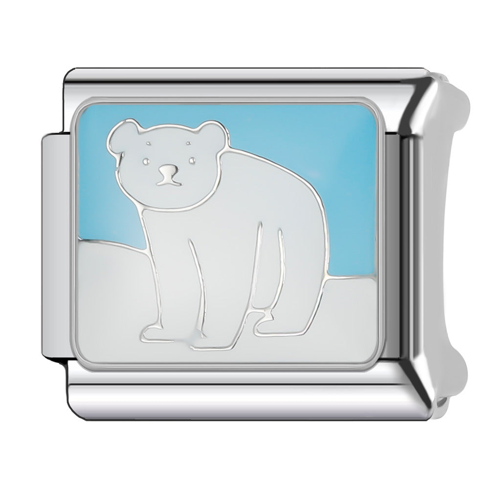 Wholesale Italian Charm Bracelet 9mm DIY Splicing Cute Animal Series Stainless Steel Composable Bracelet