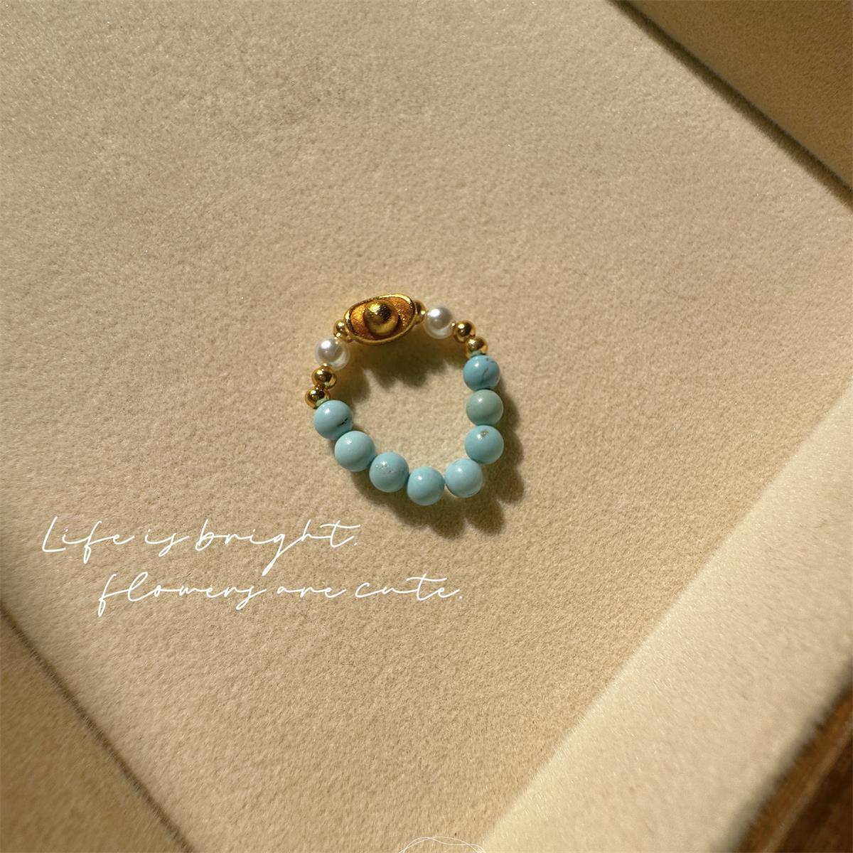 Wholesale Trendy Geometric Turquoise Ring Fashion Accessory Gift for Resale