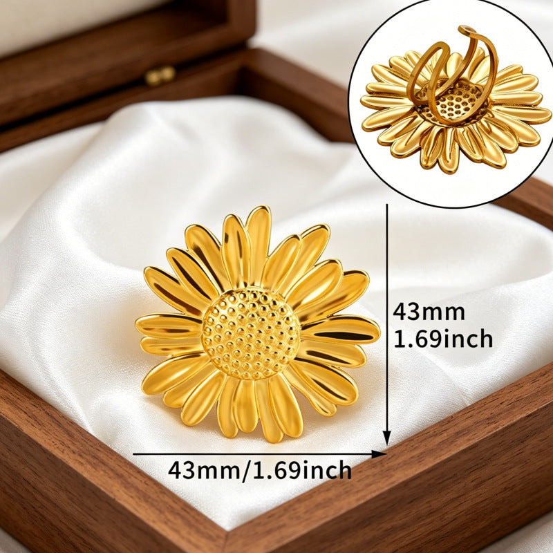 Wholesale Gold-Plated Copper Flower Bracelet &  Ring Set - Fashion Jewelry Accessory for Resale