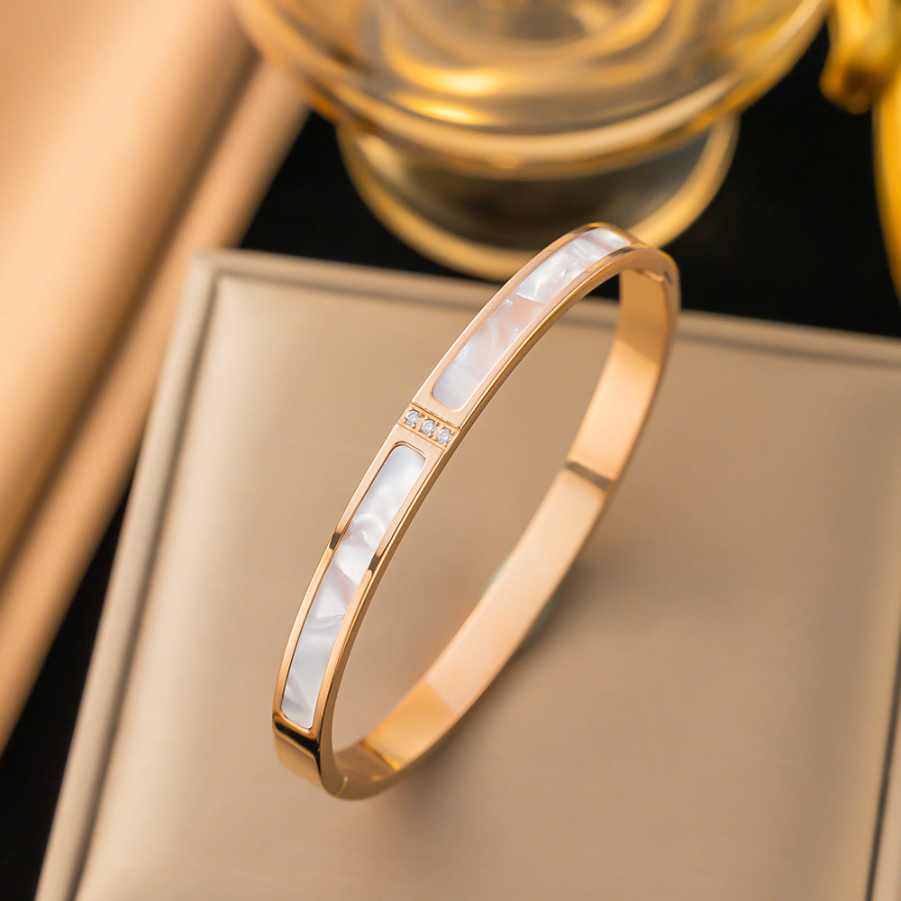 Wholesale Diamond Electroplated Zircon Titanium Steel Bracelets ACC-BT-Yibao008