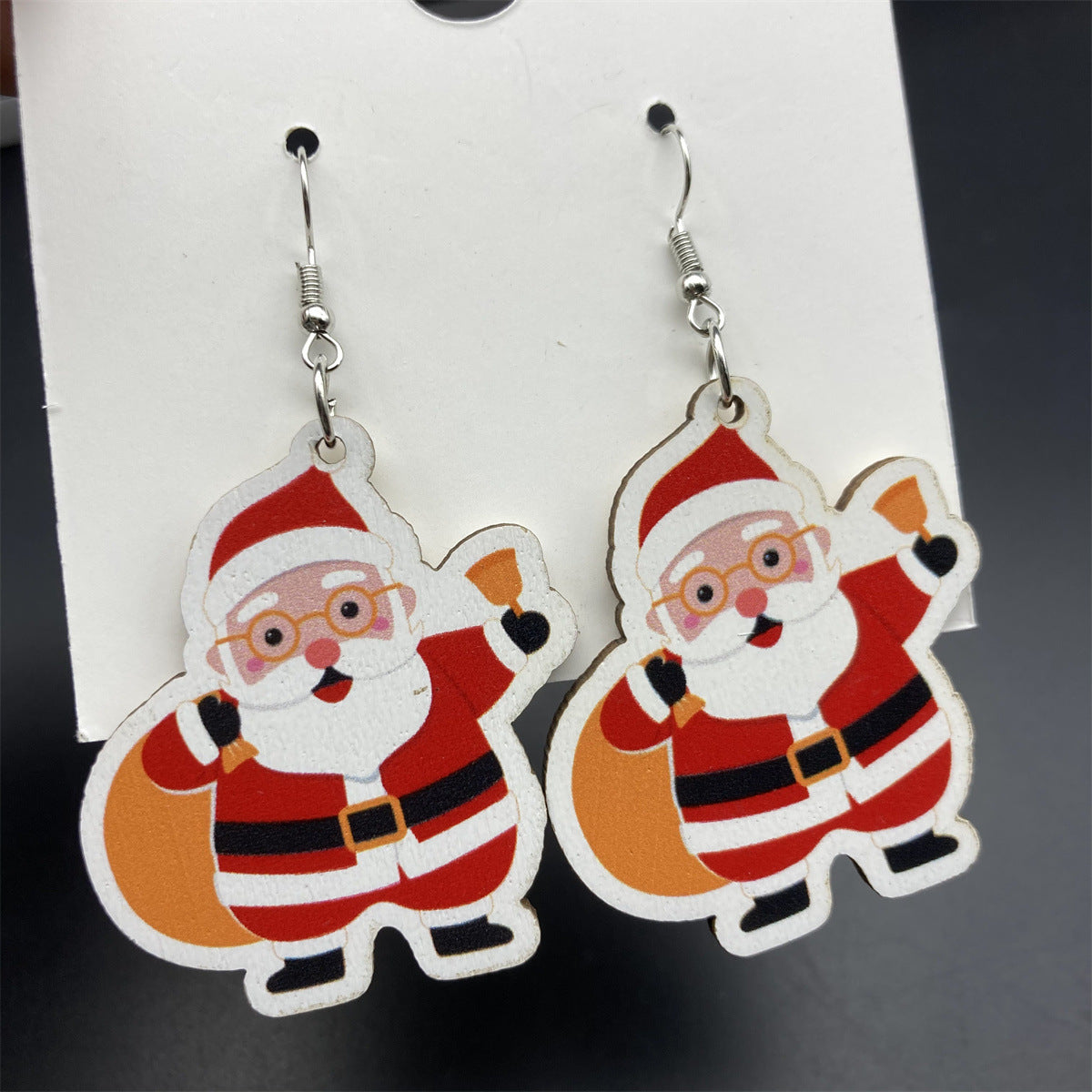 Wholesale Christmas Santa Claus Fungus Ornaments Wood Earrings ACC-ES-FX064