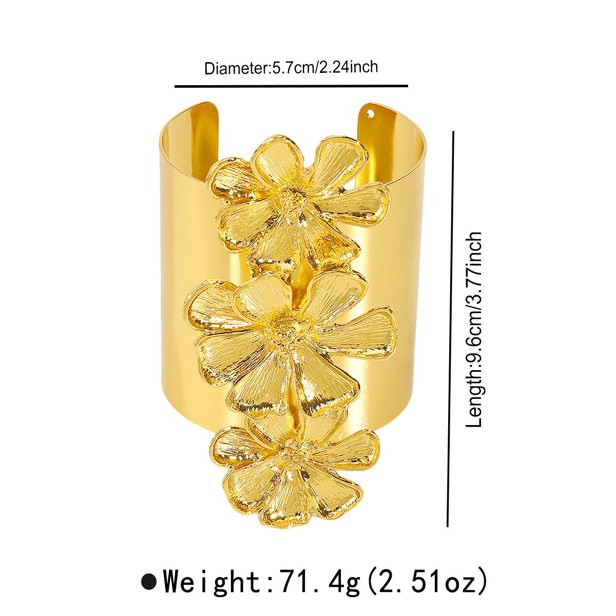 Bracciale dal design esagerato con bracciale personalizzato a forma di fiore in lega personalizzato all'ingrosso