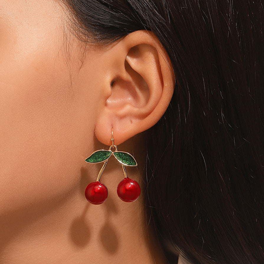 Wholesale Alloy Cherry Fruit Earrings