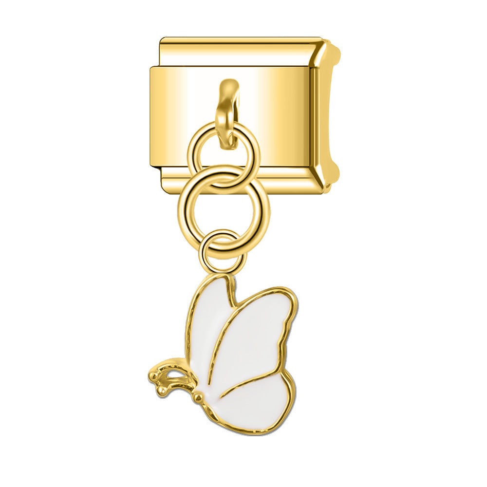 Wholesale Italian Charm Bracelet 9mm DIY Splicing Butterfly Pendant Stainless Steel Composable Bracelet